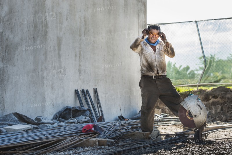 Hispanic construction worker at construction site