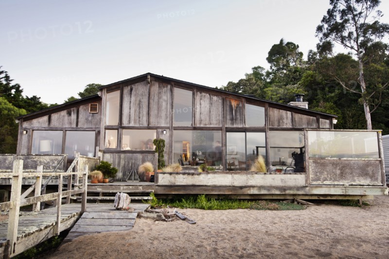 Exterior of house on beach