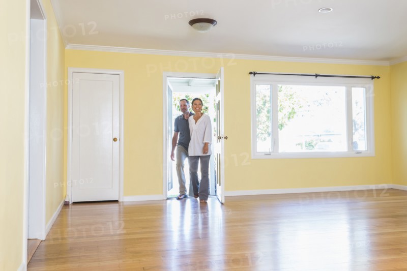 Couple admiring new home