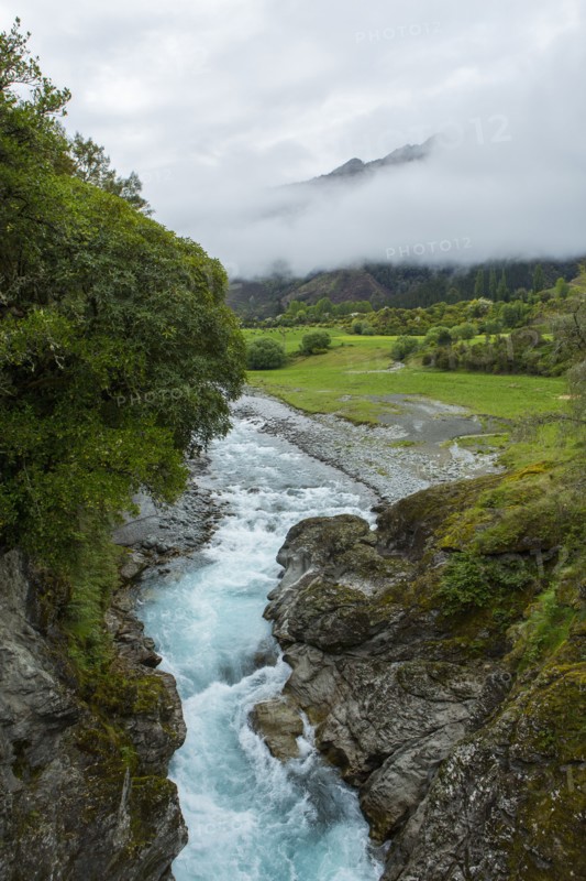 High angle view of river in remote landscape