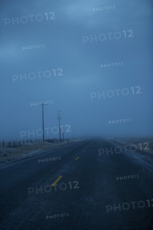 Icy two-lane road