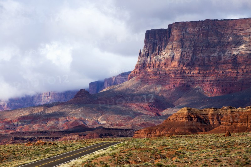 Scenic view of road in desert landscape