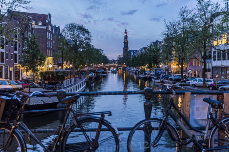 Urban canal at night