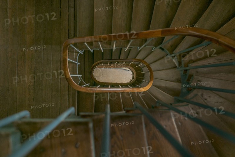 High angle view of winding staircase