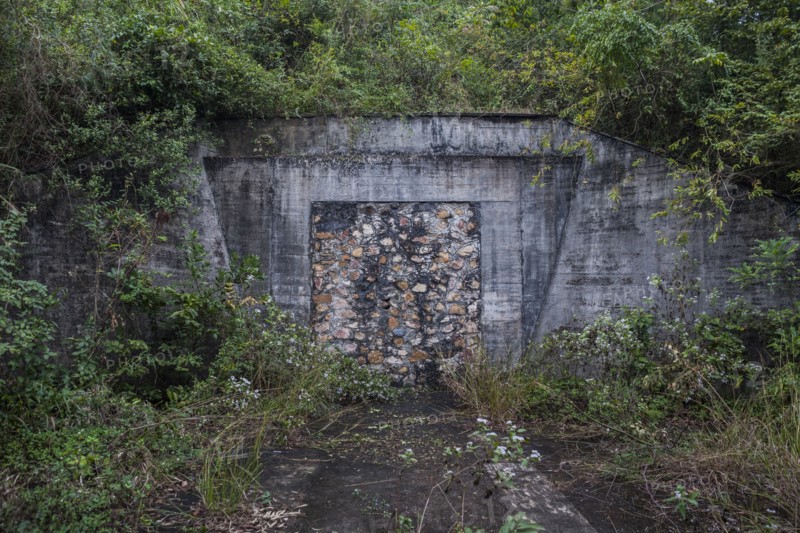 Bricked up bunker in abandoned military base