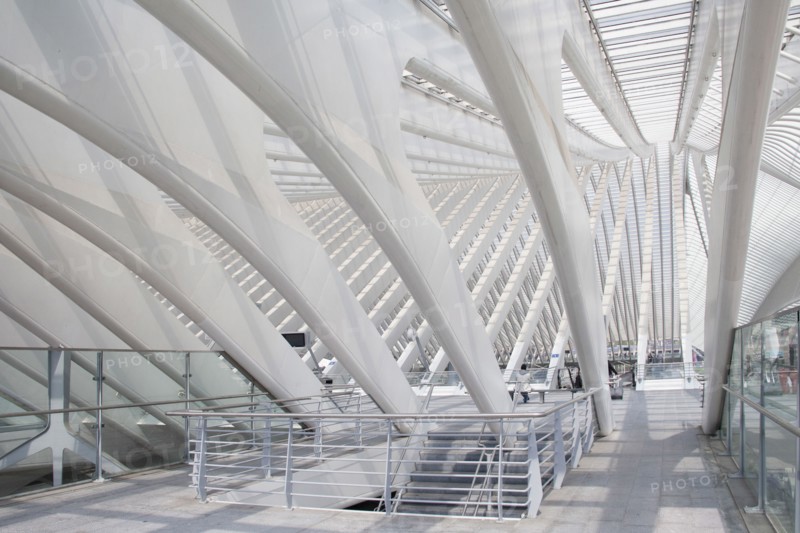 Pillars and staircase in modern train station