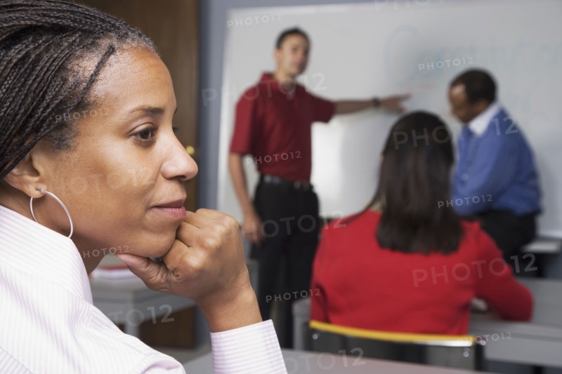 African American woman in class