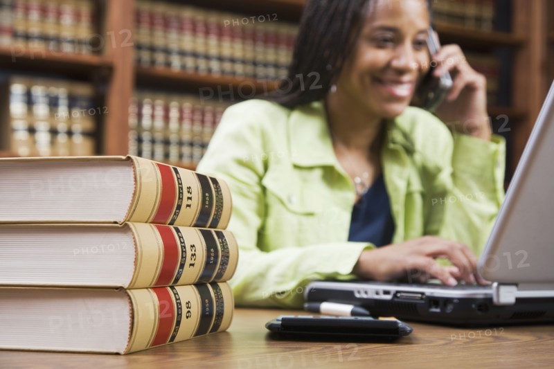 African American woman talking on cell phone