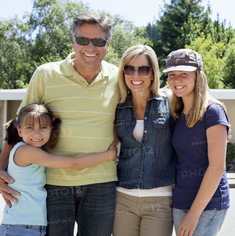 Caucasian family smiling