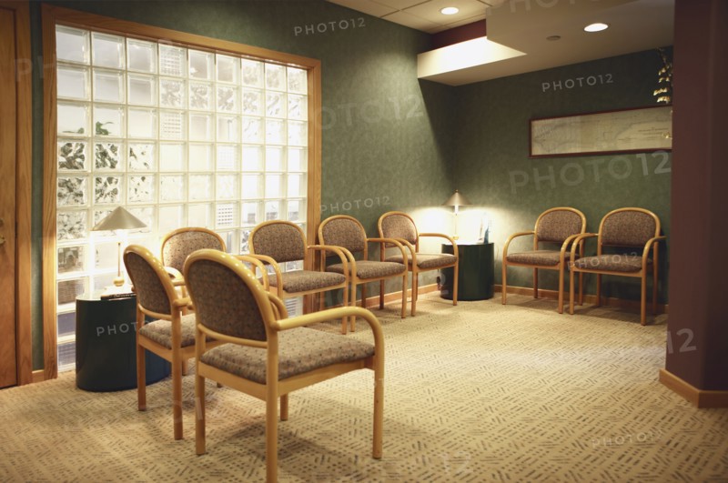 Empty dental office waiting room