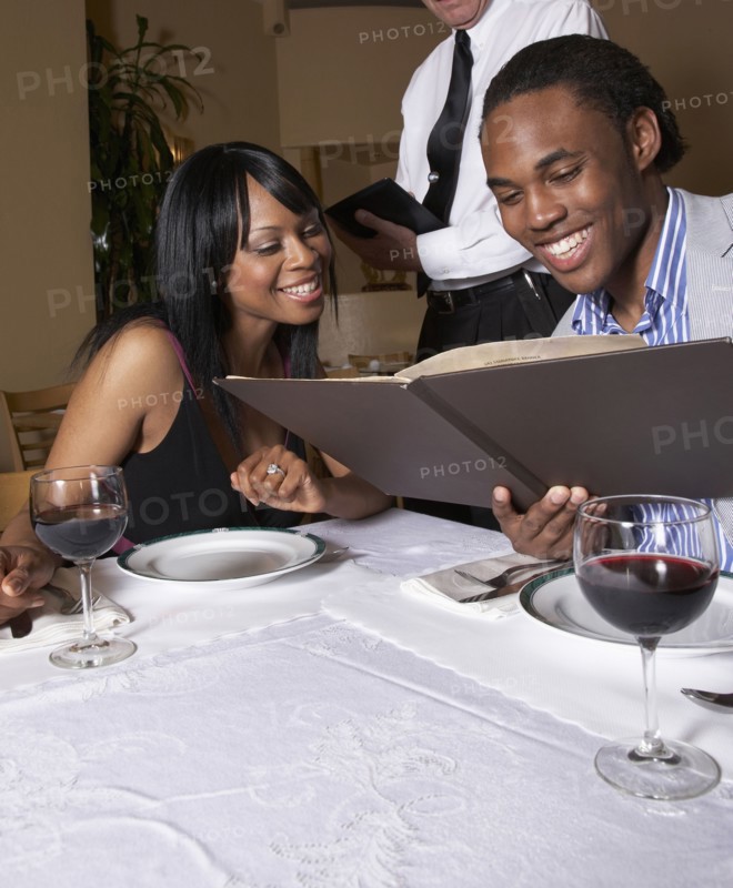 Couple having dinner at restaurant