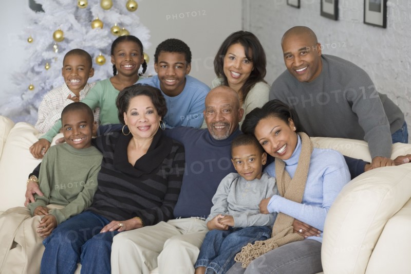 Portrait of multi-generational African family