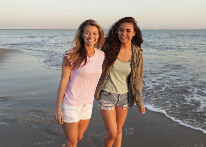 Women walking on beach