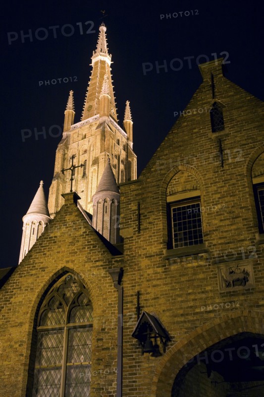 Bell tower of cathedral at night