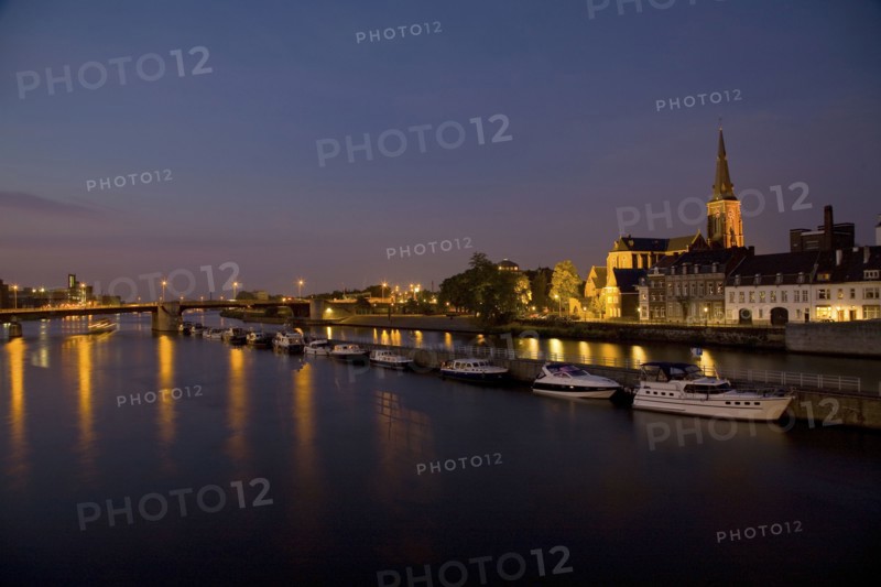 Dutch canal and boats at night