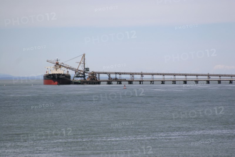 Container ship moored on dock