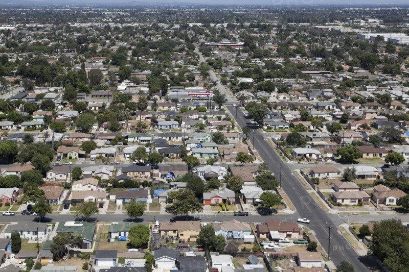 Aerial view of Los Angeles suburb