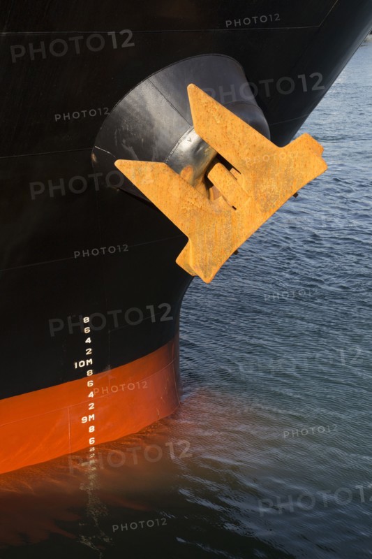 Anchor and depth markings on ship