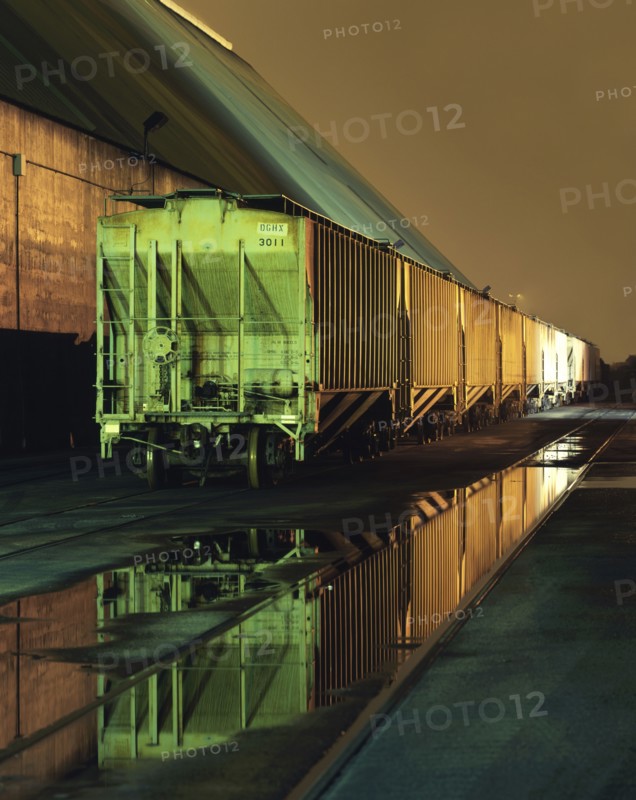 Puddles near trains
