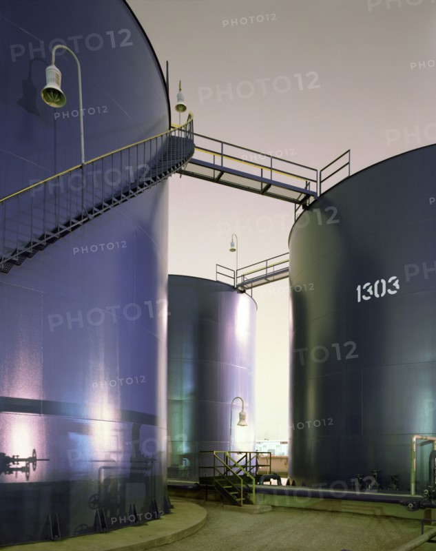 Blue storage tanks