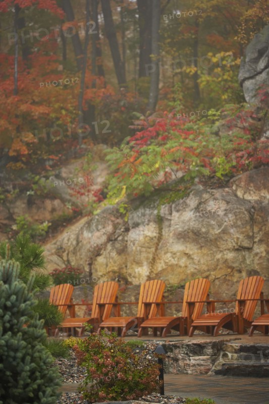 Row of deck chairs at spa