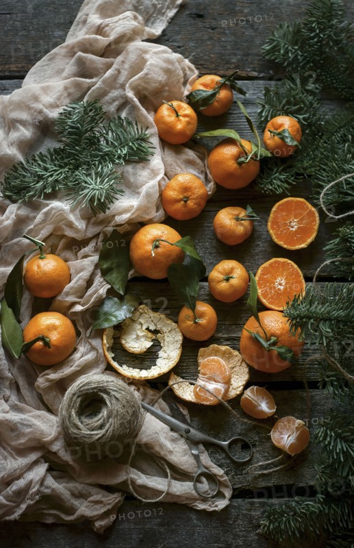 Oranges on wooden table