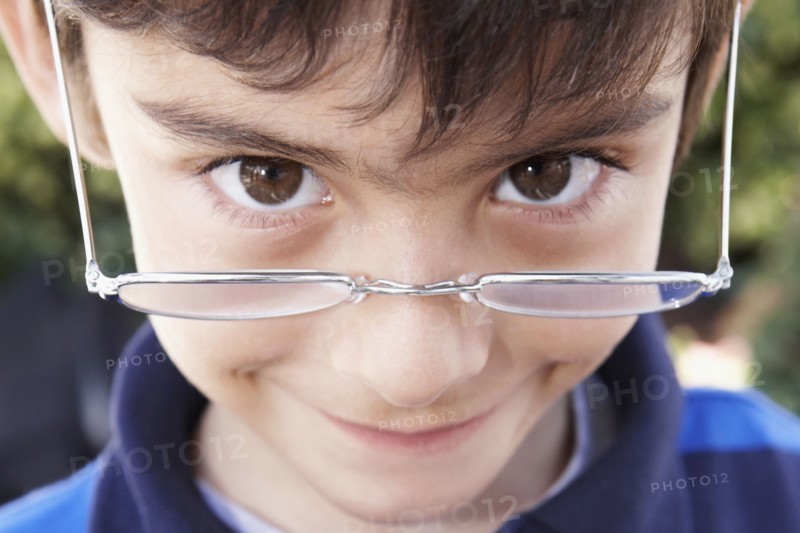 Hispanic boy wearing eyeglasses