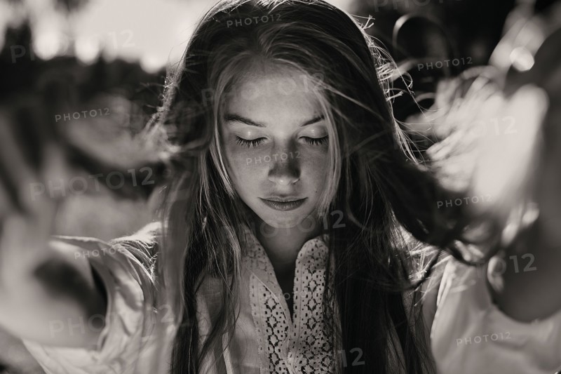 Serene Caucasian girl