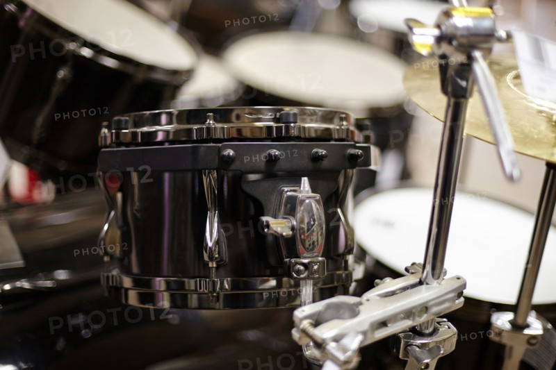 Close up of drum snares and cymbals