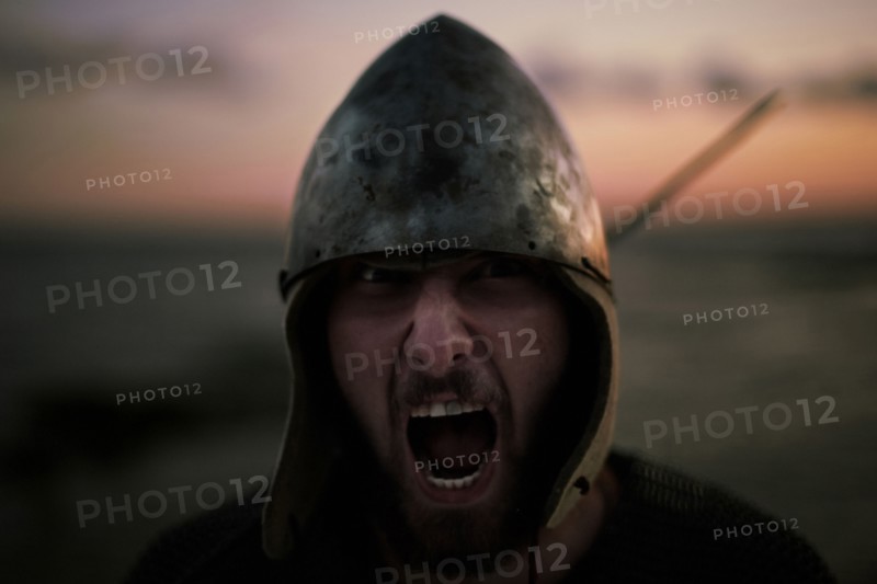 Caucasian soldier yelling