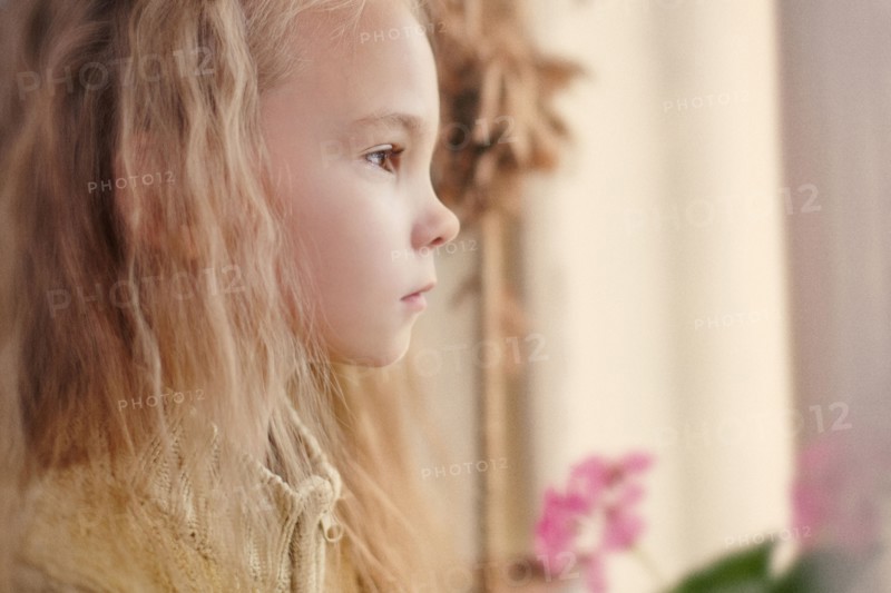 Profile of serious Caucasian girl