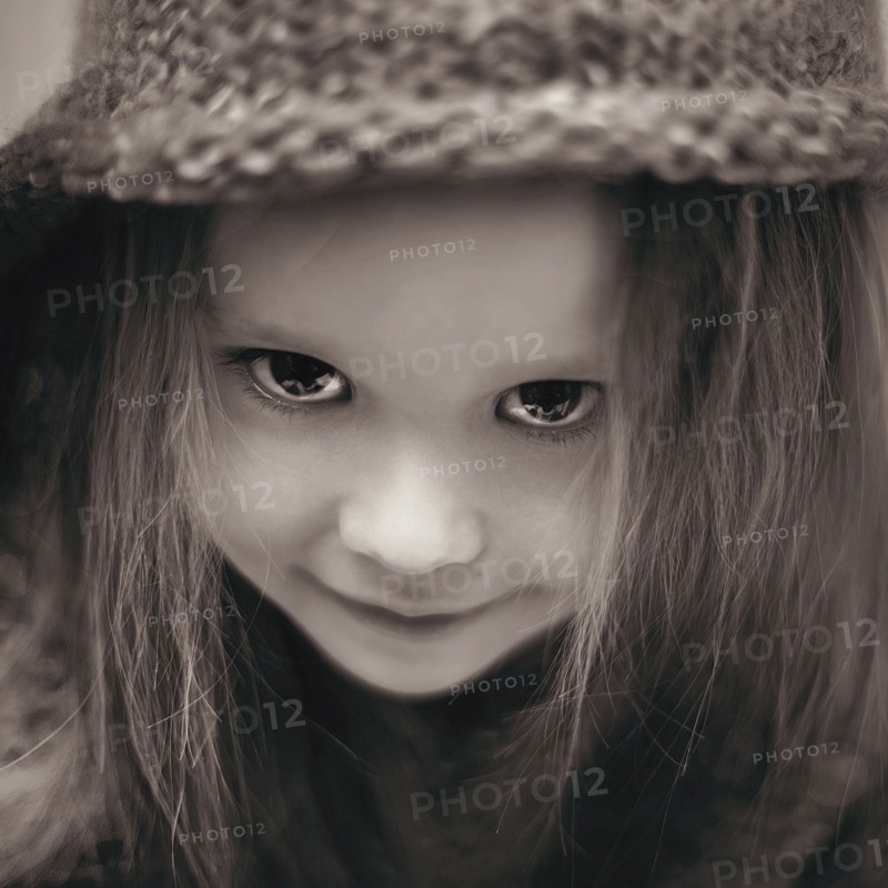 Close up of curious Caucasian girl