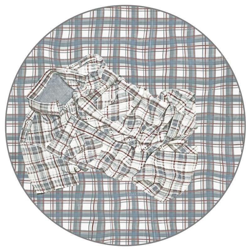 Checkered shirt on matching fabric