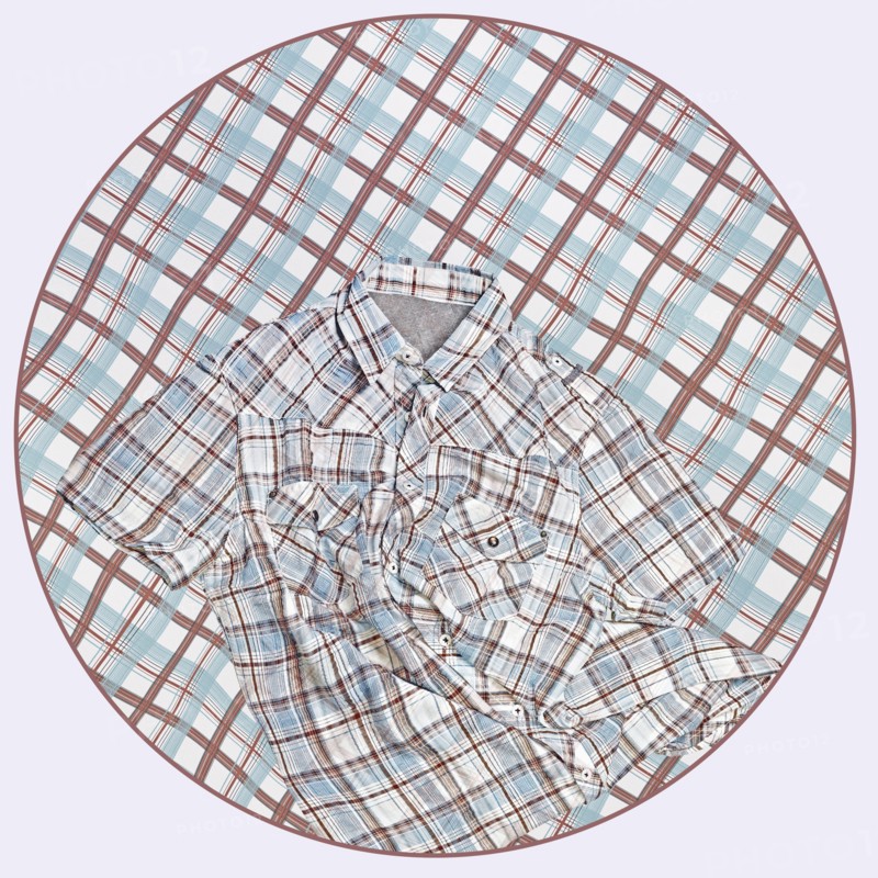 Checkered shirt on matching fabric