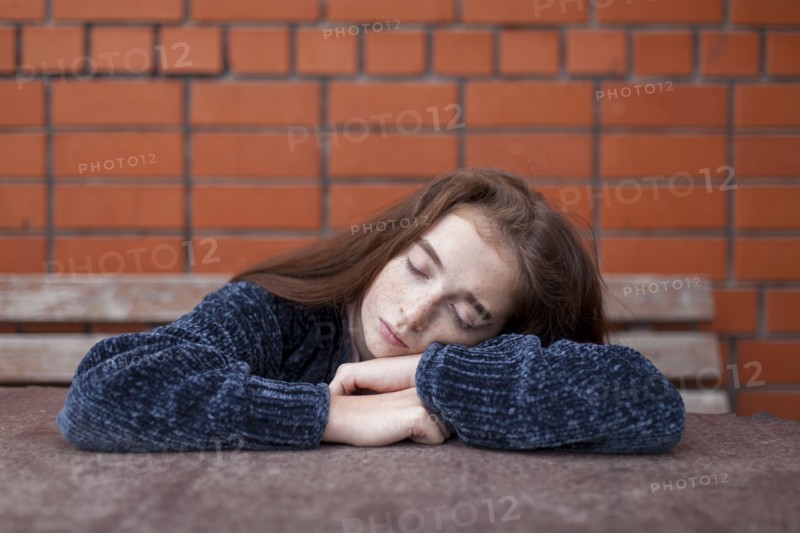 Caucasian girl resting