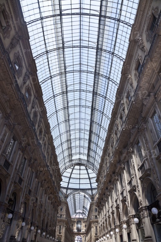 Low angle view of ornate glass ceiling