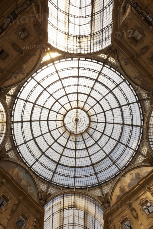 Low angle view of ornate glass ceiling