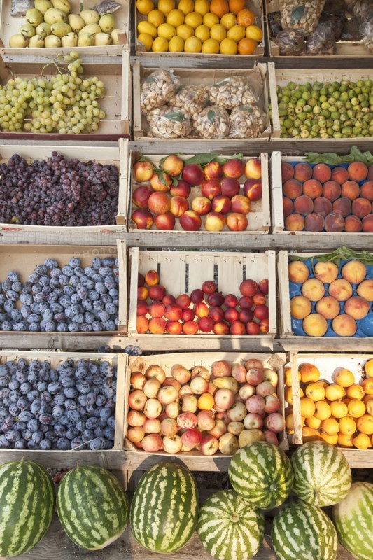 Crates of produce for sale