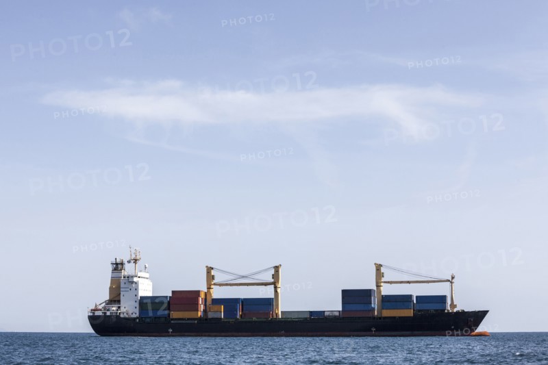Cargo ship in ocean