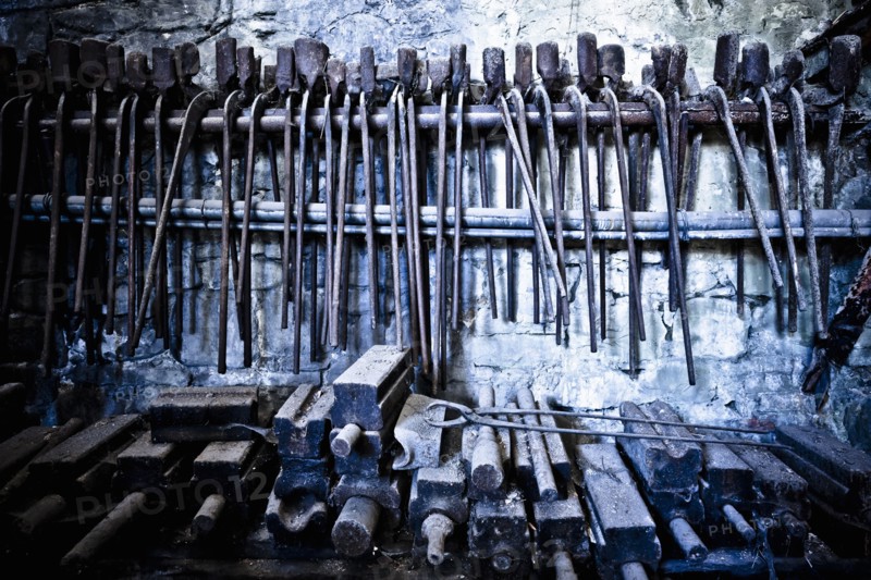 Tools on bench in workshop