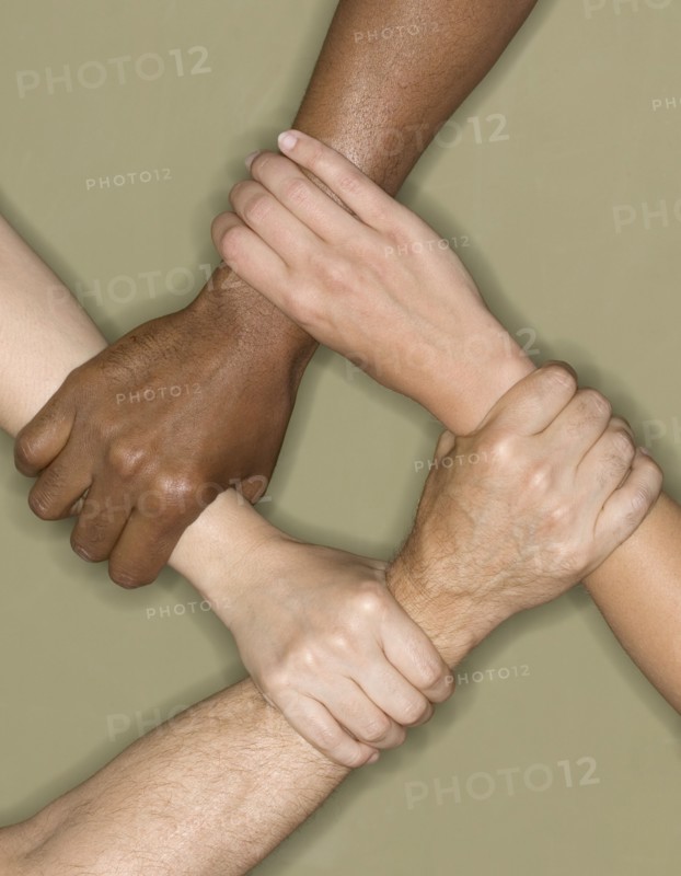 Close up of hands forming square