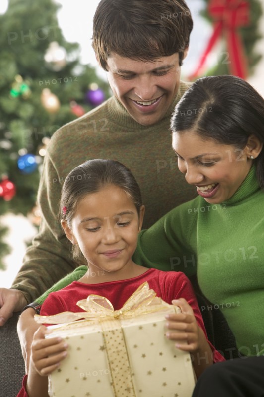 Family with gift at Christmas