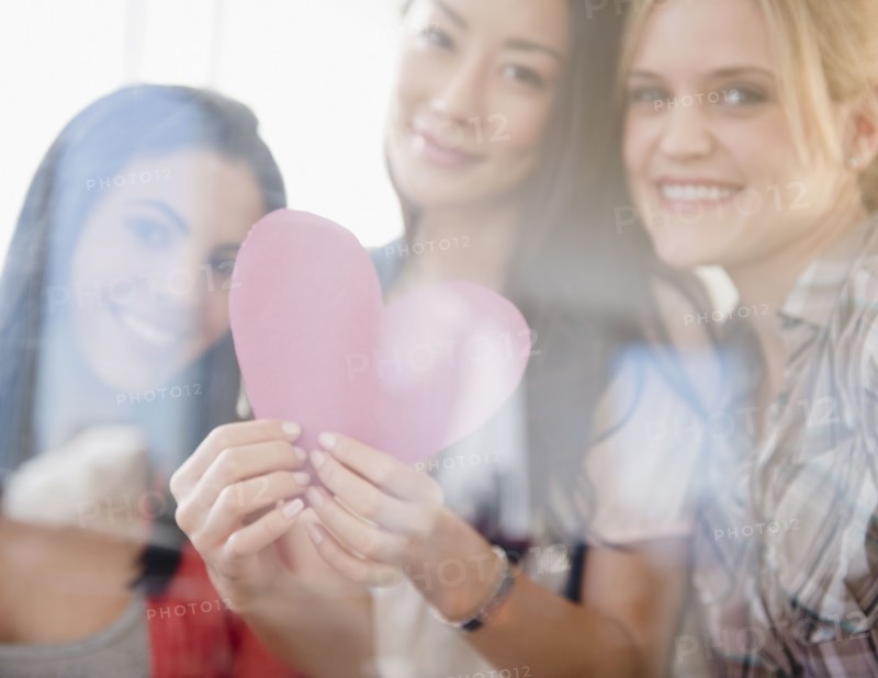 Friends holding valentine
