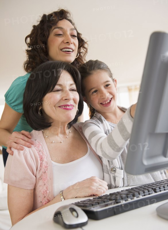 Family using computer together