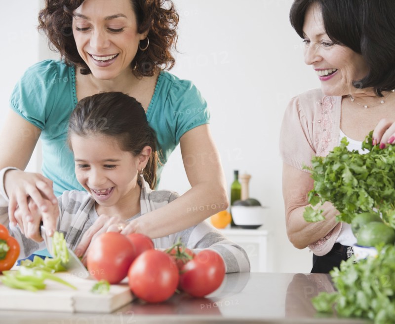Family cooking together