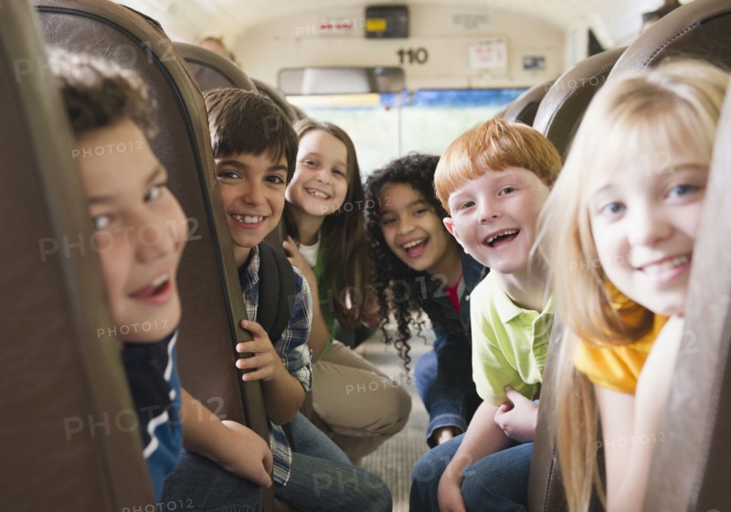 Children riding school bus
