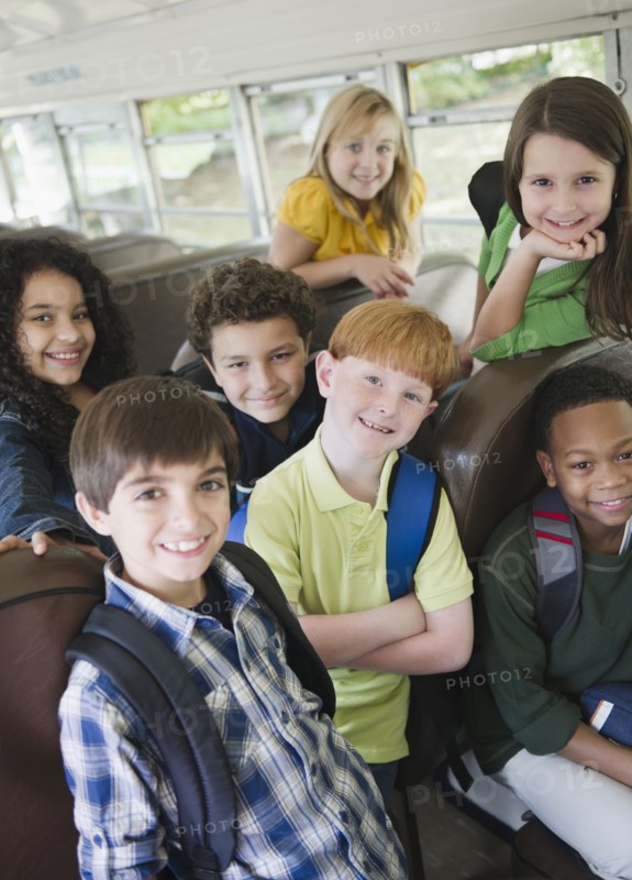 Children riding school bus