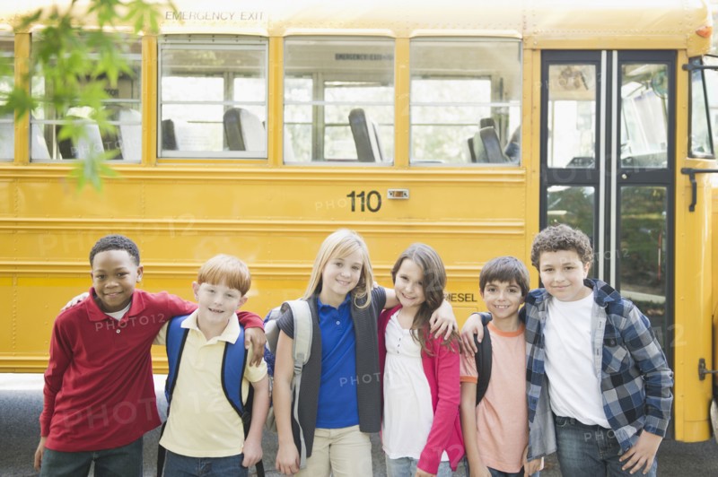 Children waiting for school bus