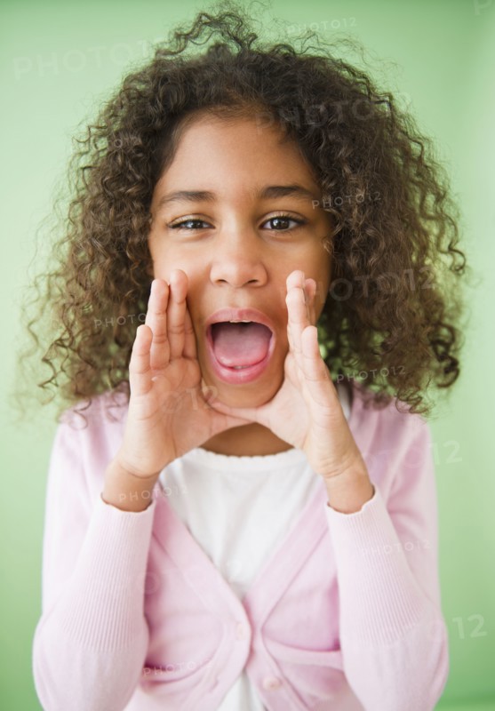 Mixed race girl shouting