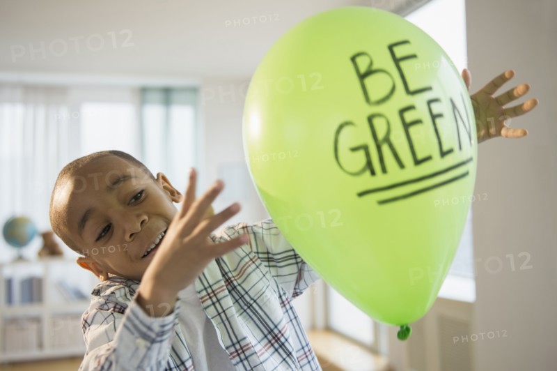 African American boy playing with
